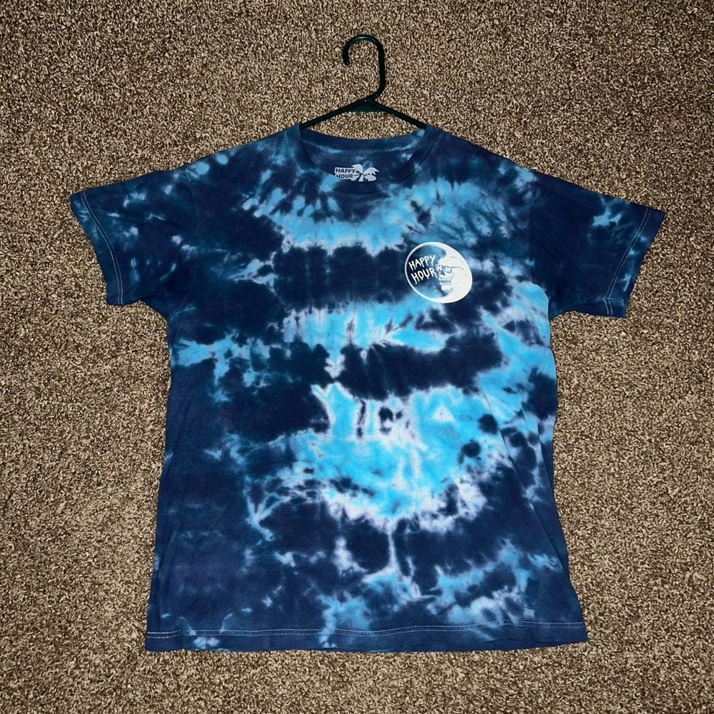 Happy Hour Tie Dye Vintage OG Dark/Light Blue White T Shirt